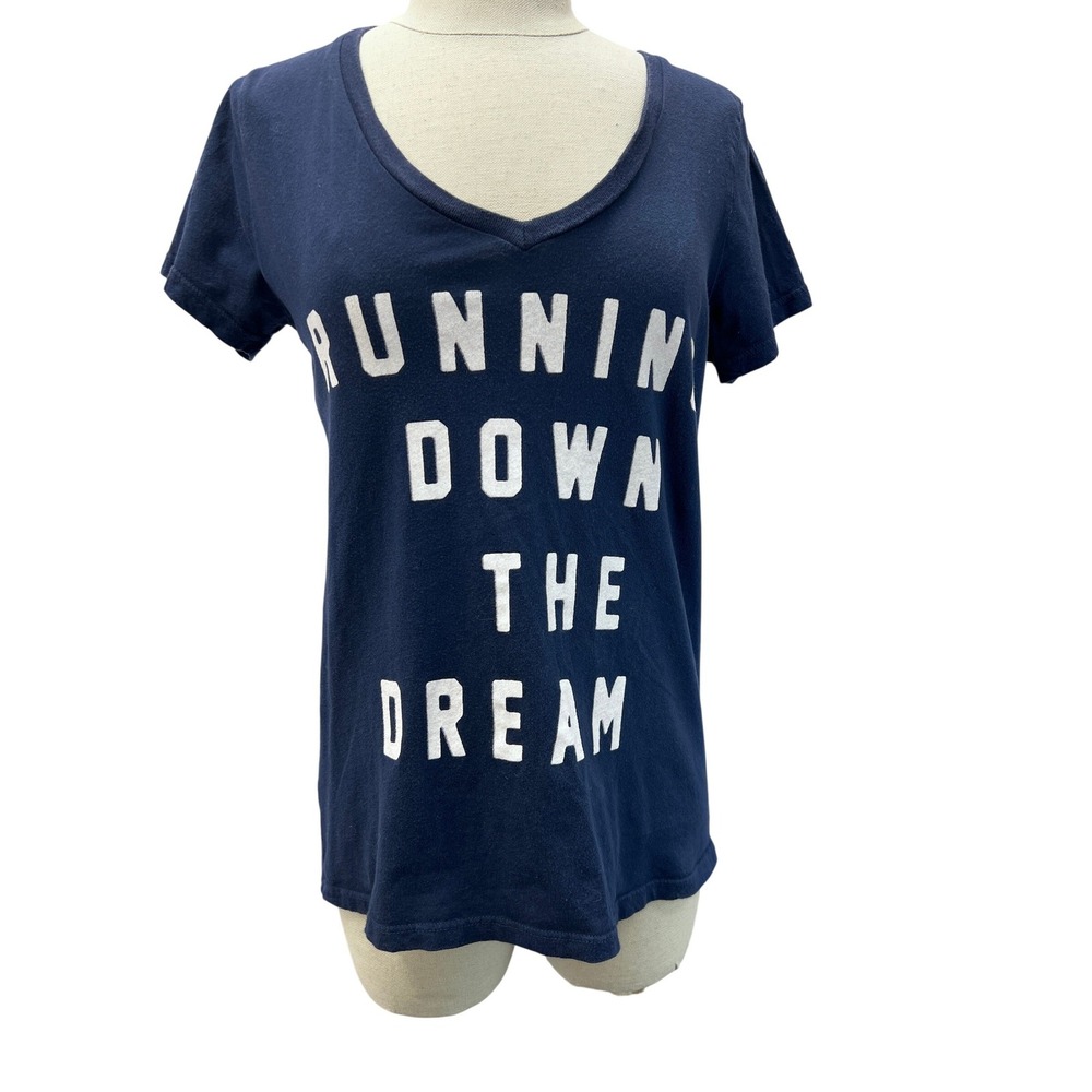 Sol Angeles Graphic Tee Womens XS Blue Good Running Down The Dream V-Neck - Picture 2 of 4